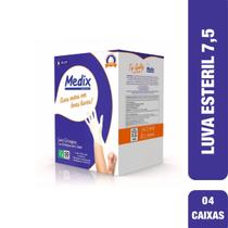 Luva esteril 7,5 par (04 cxs c/50 pares) - medix