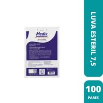 Luva esteril 7,5 par (c/100 pares) - medix