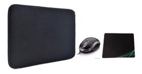 Luva Estojo Preto Para Notebook 15,6 Kit Mouse E Mouse Pad