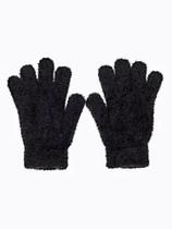 Luva Felpuda De Pelinho Inverno Punho Elástico Tamanho Único Cor Preto 1 Par