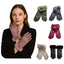 Luva Feminina Inverno Térmica Touch Forrada material sintético Pompom