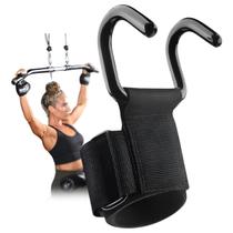 Luva Gancho Strap Grip Musculação Hook Academia 140kg Par Preto Luva Gancho Strap Grip Musculação Hook Academia 140kg Par Preto