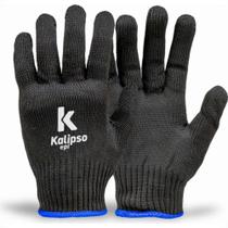 Luva Helanca Kalipso Nylon Preta - Kit C/12