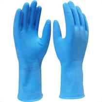 Luva Imbat Latex Verniz Silver Azul 10-Gg - Kit C/12 Unidades