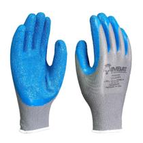 Luva Imbat Tricotada com Banho, Palmar em Latex, Azul, Tamanho 10 - Embalagens com 12 Pares