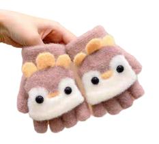 Luva Infantil Bichinho Pinguim Meio Dedo Com Tampa Dobrável Luva Infantil Bichinho Pinguim Meio Dedo Com Tampa Dobrável