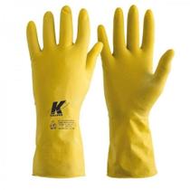 Luva Kalipso Latex Forrada Amarela Tamanho 9 - Embalagem com 12 Pares
