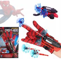 Luva Lança Dardos Homem Aranha Infantil Brinquedo Spider Man Herói Lançador Teia Ventosa