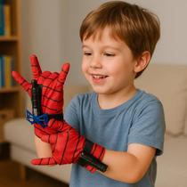 Luva Lança Homem Aranha Personagem Teia Brinquedo Infantil Fantasia Boneco Roupa Parede Mão