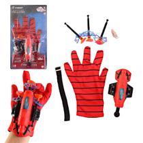 Luva Lança Teia Dardos Homem Aranha Brinquedo Infantil Lançador Spider Man