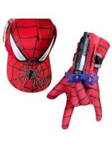 Luva Lança Teia Homem Aranha + Boné Verão Praia Proteção Uv Presente 2 em 1