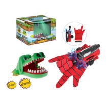 Luva Lança Teia Homem Aranha + Jogo Croc Croc Crocodilo Morde Dedo