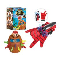 Luva Lança Teia Homem Aranha + Jogo Pula Pirata Barril do Pirata Brinquedo