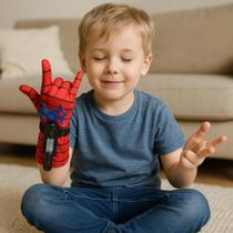 Luva Lança Teia Personagem Fantasia Boneco Roupa Parede Mão Brinquedo Infantil Homem Aranha