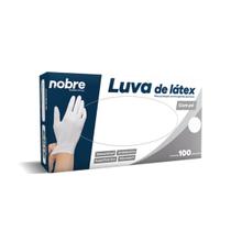 Luva Látex c/ Pó - Proteção Contra Agentes Quím. c/100unid. Nobre Luva Látex c/ Pó - Proteção Contra Agentes Quím. c/100unid. Nobre