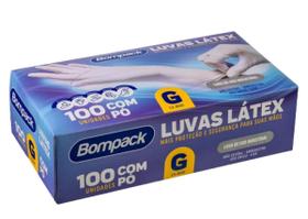 Luva Látex com pó 100 unidades Bompack Tam G