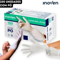 Luva Latex Com Pó Descartável Branca Procedimentos Inoven - CX 100 Unidades Luva Latex Com Pó Descartável Branca Procedimentos Inoven - CX 100 Unidades
