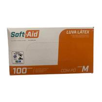 Luva Látex com pó Soft+Aid Tam M com 100 unidades Luva Látex com pó Soft+Aid Tam M com 100 unidades