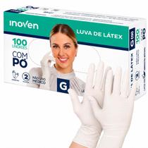 Luva Latex Descartável Branca Com Pó Com 100 Unidades Talge Tam G