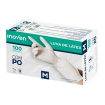 Luva Latex Descartavel com Pó Inoven caixa com 100 unidades PP - P - M - G Limpeza Gastronomia Alimentos estética