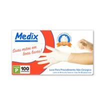 Luva Latex Descartável Medix com Pó Tamanho P caixa com 100 unidades