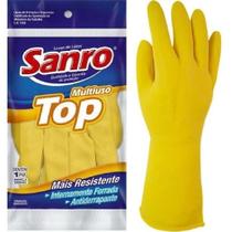 Luva latex forrada amarela sanro - m