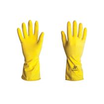 Luva Látex Light Amarela Forrada com Virola Antiderrapante - Kalipso, Tamanho: P - 7"