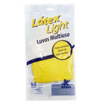 Luva Látex Light Amarela Forrada com Virola Antiderrapante - Kalipso.