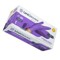 Luva Latex Lilás Roxa Purple com pó Unigloves 100und - P Luva Latex Lilás Roxa Purple com pó Unigloves 100und - P