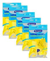 Luva Látex Limpeza Pesada Multiuso Flocada P M G - 5 Pares