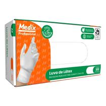 Luva Látex Medix com Pó e 100 Un Para Saúde e Consultórios