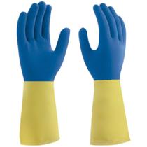 Luva Látex Mista Neoprene Azul/Amarela 07 P Mucambo