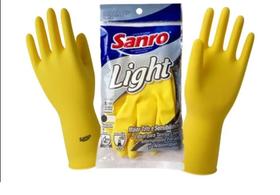 Luva látex natural sanro light amarela interior flocada - CA.43.301