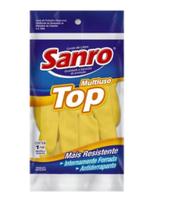 Luva Látex Proteção Limpeza Multiuso Sanro Top Amarela G o par da Luva