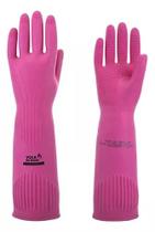 Luva Látex Rosa Limpeza Cozinha Serviço Antiderrapante Resistente M
