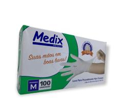 Luva Látex Sem Pó Medix Brasil - Caixa com 100 un. Tamanho M Luva Látex Sem Pó Medix Brasil - Caixa com 100 un. Tamanho M