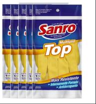 Luva látex top sanro forrada amarela EMBALAGEM C/ 5 PARES - CA.40.044 -