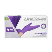 Luva Látex Unogloves Com Pó Roxo Escuro 100 Unidades - M