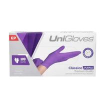 Luva Látex Unogloves Com Pó Roxo Escuro 100 Unidades - PP