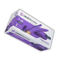 Luva Látex Unogloves Com Pó Roxo Escuro 100 Unidades - PP Luva Látex Unogloves Com Pó Roxo Escuro 100 Unidades - PP