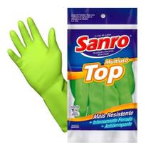Luva Latex Verde Sanro Top Multiuso Forrada Pequena