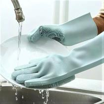 Luva Lava Louças c/ Esponja Silicone Casa Cozinha Limpeza