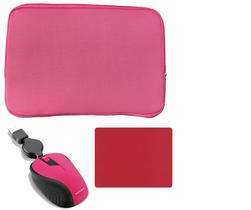 Luva Lisa 15,6 Polegadas para Notebook Kit Essencial com Mouse Mouse Pad Rosa