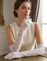 Luva Longa Renda Feminina Elegante 40cm Noiva Festa