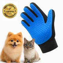 Luva Magnética Tira Pelos Pets Cães Gatos Azul Profissional