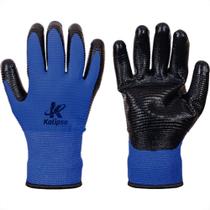 Luva Malha Kalipso Banho Nitrilico Nbr Wave Azul/Preta 8 - M - Kit C/12 Pecas