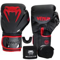 Luva Muay Thai Boxe Kickboxing New Impact Evo Red + Bandagem + Protetor Bucal - Venum