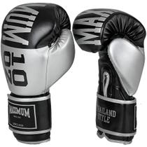 Luva muay thai boxe kickboxing trainning preto/prata - maximum