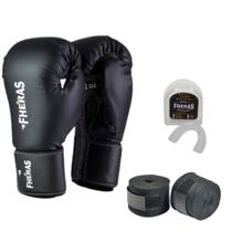 Luva Muay Thai Boxe Kit com Bandagem E Protetor Bucal Original Fheras
