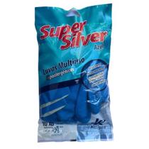 Luva Multiuso Látex Hipoalergênica Super Silver Azul - Kalipso - Luva Esponja